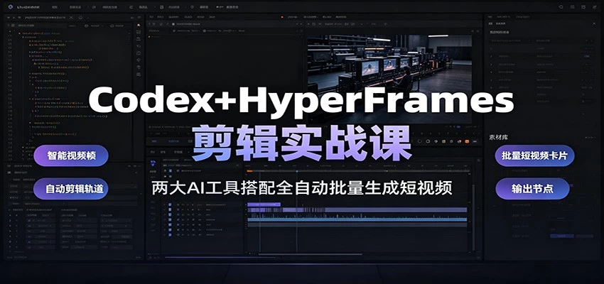 Codex+HyperFrames剪辑实战课:两大AI工具搭配全自动批量生成短视频 Codex+HyperFrames剪辑实战课:两大AI工具搭配全自动批量生成短视频