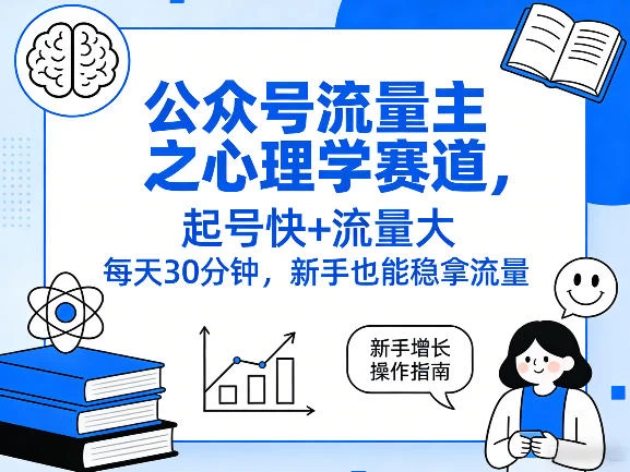 公众号流量主之心理学赛道,起号快+流量大,每天30分钟,新手也能稳拿流量! 公众号流量主之心理学赛道,起号快+流量大,每天30分钟,新手也能稳拿流量!