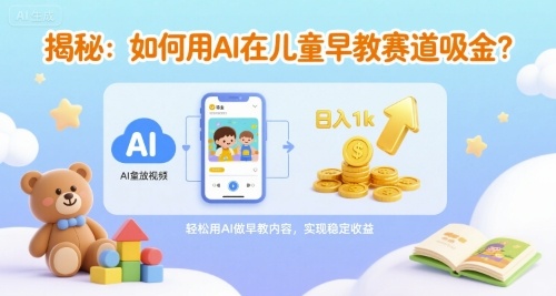 揭秘：如何用AI在儿童早教赛道吸金?一键生成视频，日入1k不是梦