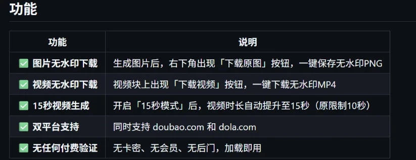 豆包生成15秒视频——浏览器插件,开源免费,纯净无验证,无需任何激活码 豆包生成15秒视频——浏览器插件,开源免费,纯净无验证,无需任何激活码