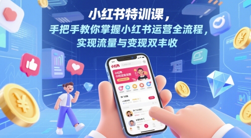 小红书特训课，手把手教你掌握小红书运营全流程，实现流量与变现双丰收
