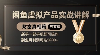 精品!闲鱼虚拟产品实战讲解,新手一部手机即可操作,副业月利润可达5k+