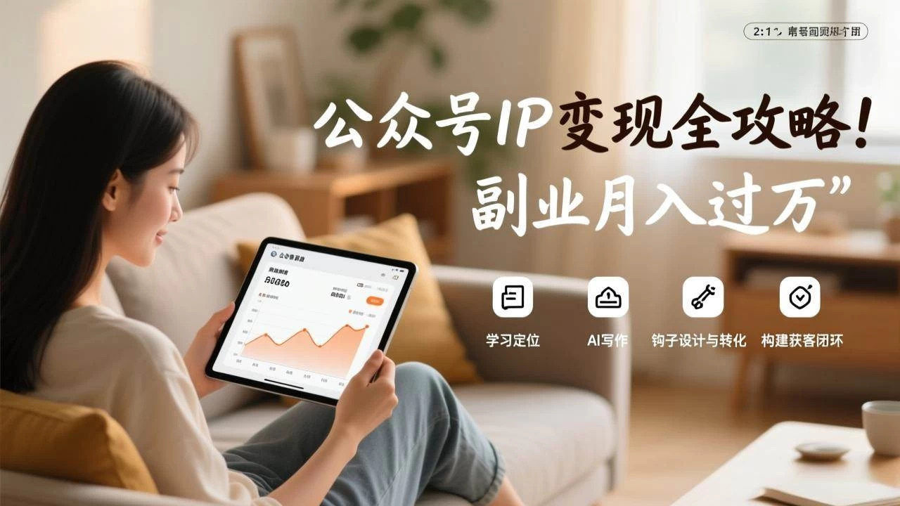 （17275期）公众号IP变现全攻略，学习定位、AI写作、钩子设计与转化，构建获客闭环，副业月入过万