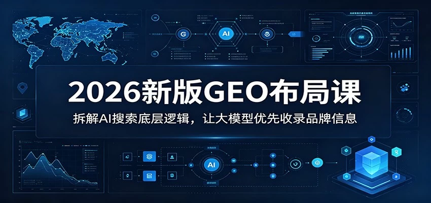 2026新版GEO布局课:拆解AI搜索底层逻辑,让大模型优先收录品牌信息 2026新版GEO布局课:拆解AI搜索底层逻辑,让大模型优先收录品牌信息