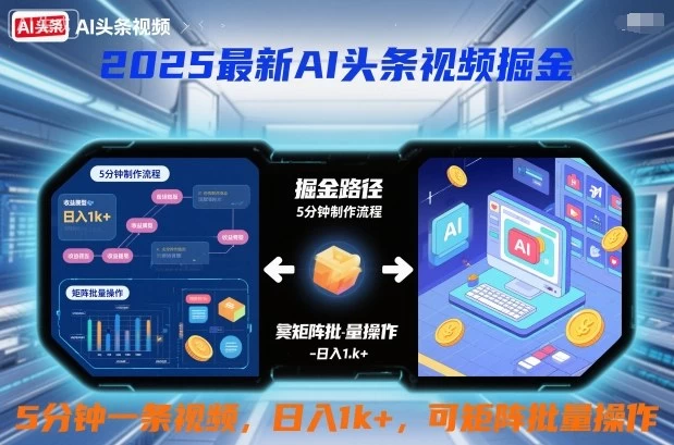 2025最新AI头条视频掘金,5分钟一条视频,日入1k+,可矩阵批量操作