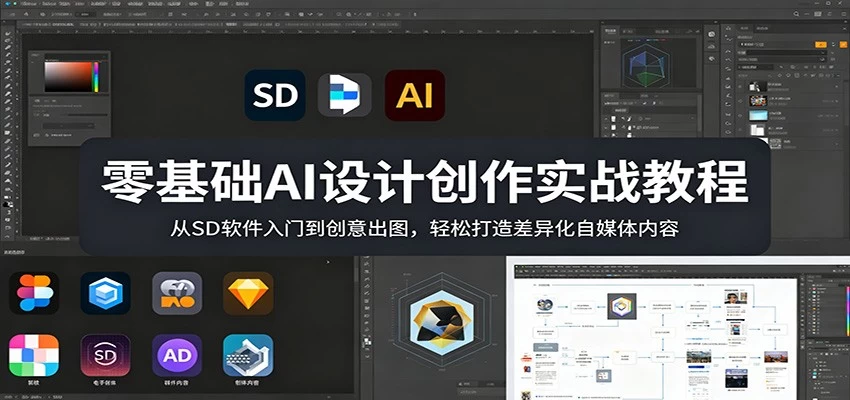零基础AI设计创作实战教程：从SD软件入门到创意出图，轻松打造差异化自媒体内容