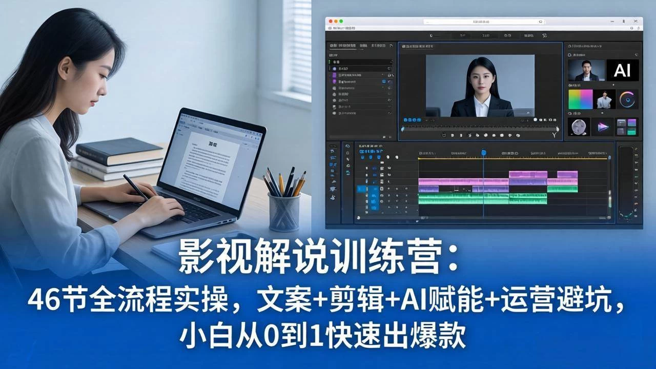 （18053期）影视解说特训营：46节全流程实操，文案+剪辑+AI赋能+运营避坑，小白从0到1快速出爆款