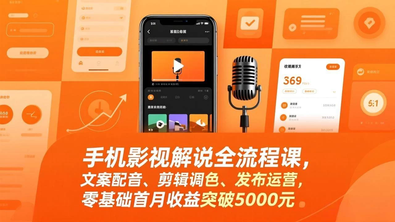 (17391期)手机影视解说全流程课,文案配音、剪辑调色、发布运营,零基础首月收益突破5000元 (17391期)手机影视解说全流程课,文案配音、剪辑调色、发布运营,零基础首月收益突破5000元