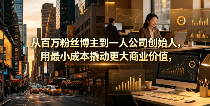 从百万粉丝博主到一人公司创始人，用最小成本撬动更大商业价值