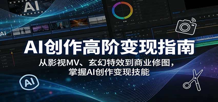 AI创作高阶变现指南：从影视MV、玄幻特效到商业修图，掌握AI创作变现技能