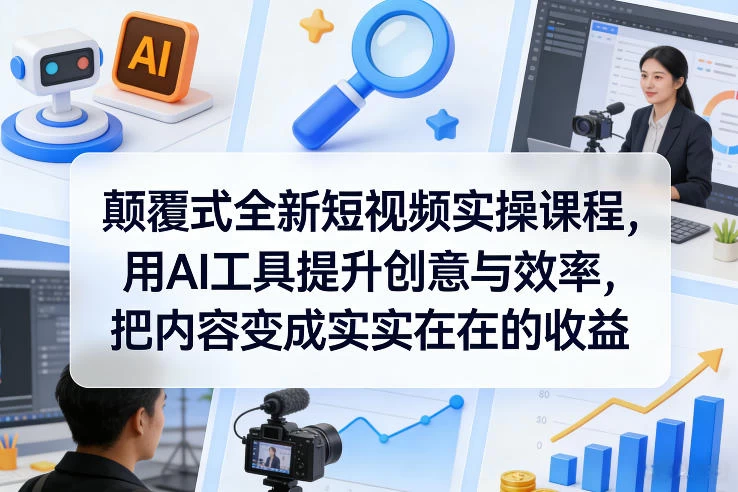 颠覆式全新短视频实操课程,用AI工具提升创意与效率,把内容变成实实在在的收益