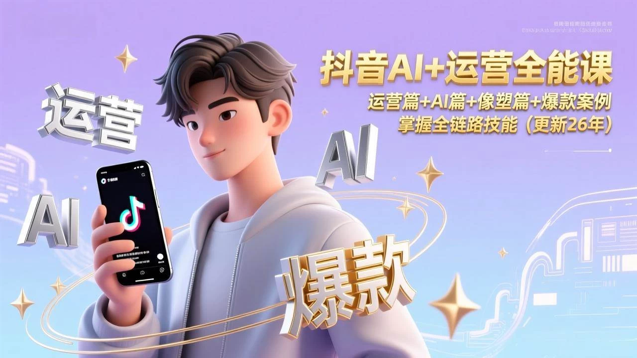 （17078期）抖音AI+运营全能课，运营篇+AI篇+像塑篇+爆款案例，掌握全链路技能（更新26年）