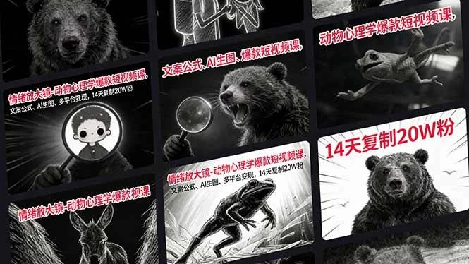 （17376期）情绪放大镜-动物心理学爆款短视频课，文案公式、AI生图、多平台变现，14天复制20W粉