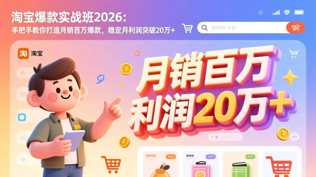 (17401期)淘宝爆款实战班-2026年2月更新:手把手教你打造月销百万爆款,稳定月利润突破20万+ (17401期)淘宝爆款实战班-2026年2月更新:手把手教你打造月销百万爆款,稳定月利润突破20万+